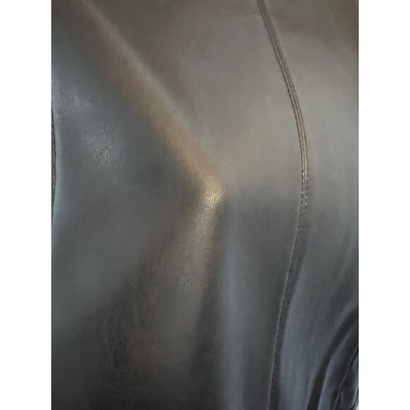 New! Black Sheer Stripe Mesh Vegan Leather Zip Jacket Colleen Lopez, Size Medium - Picture 8 of 10